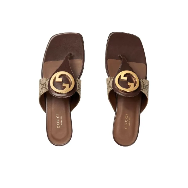 GUCCI Blondie Thong Canvas Sandals Ebony Women's-2