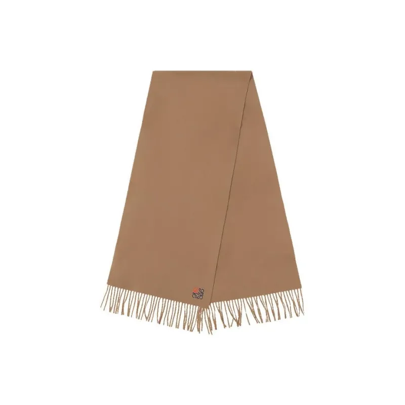 LOEWE Cashmere Knit Scarves Women's Camel-0