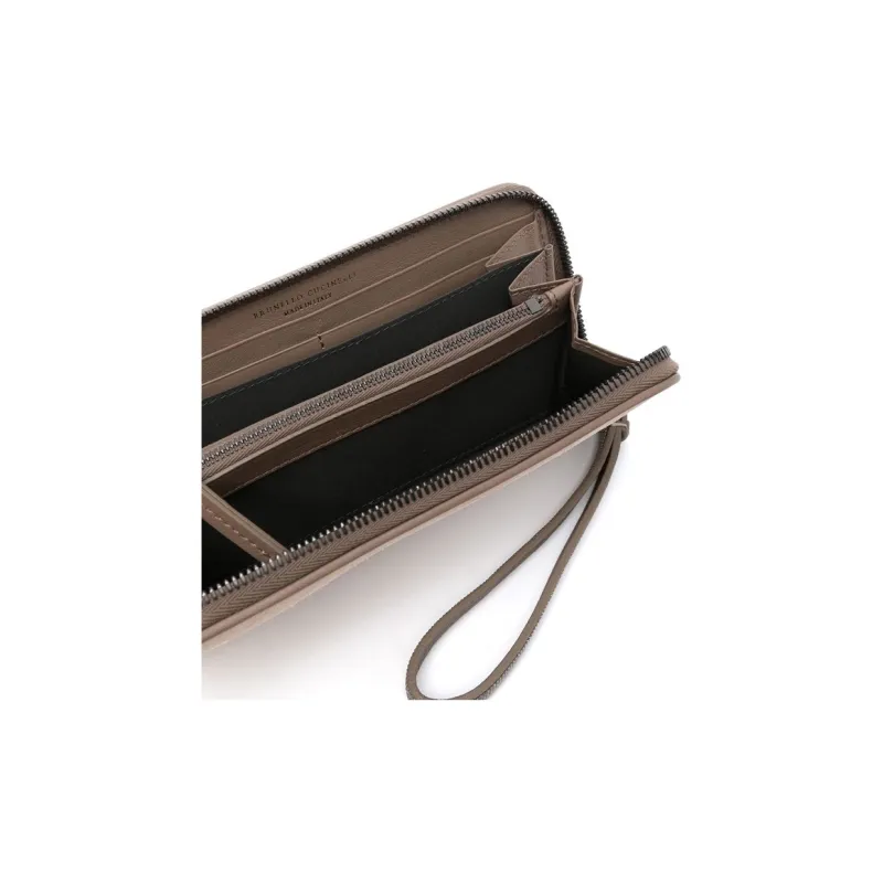 Brunello Cucinelli Suede Wallet Regular Women's Almond Beige-2