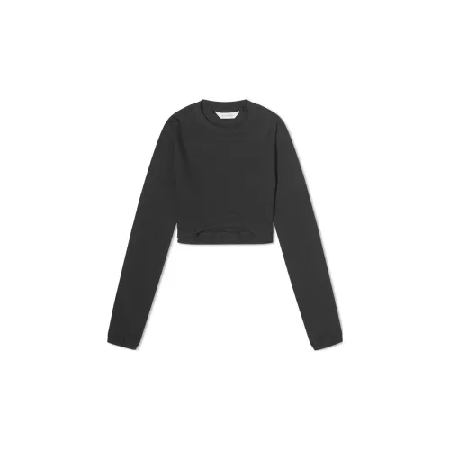 PALM ANGELS Fine-ribbed Cropped Long-sleeve Top