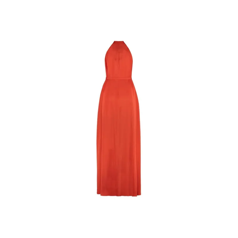 ASPESI Halterneck Button Detailed Midi Shirt Dress-1