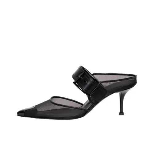 Alexander McQueen Mesh-panelling Pointed-toe Mules