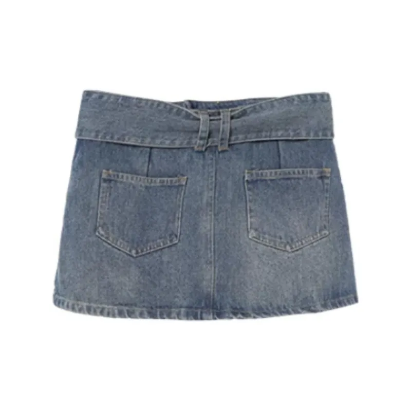 A head of Agua Denim Short Skirts Women's Blue-1