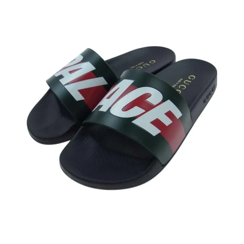 GUCCI Palace X GUCCI Logo Web Slide Sandal Black-2