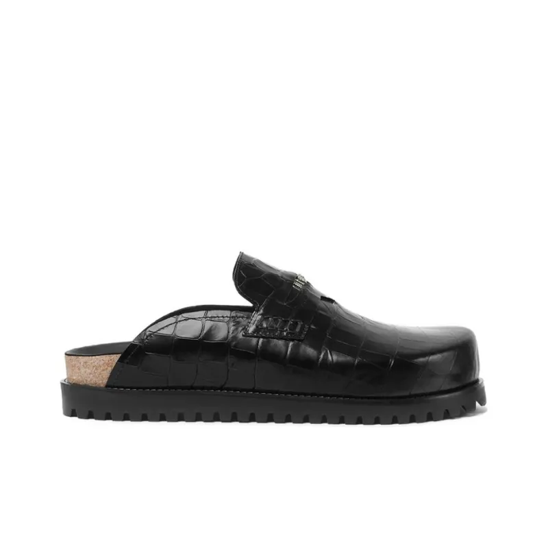 VERSACE Medusa Crocodile-embossed Slides-1
