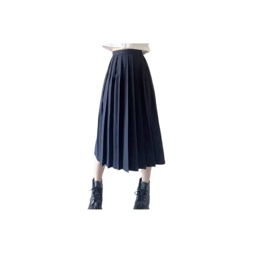 SHENBEI JK Uniforms Women's Navy Blue Long Skirts