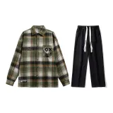 Set (Green/White Check Shirts+Black Jeans)