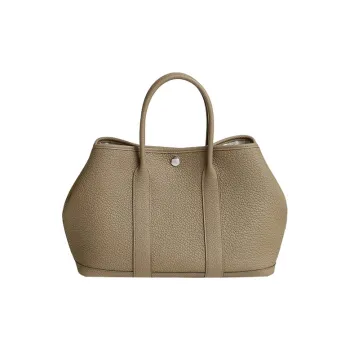 HERMES Garden Party Negonda Calfskin Garden Handbag Women's Marfa Beige