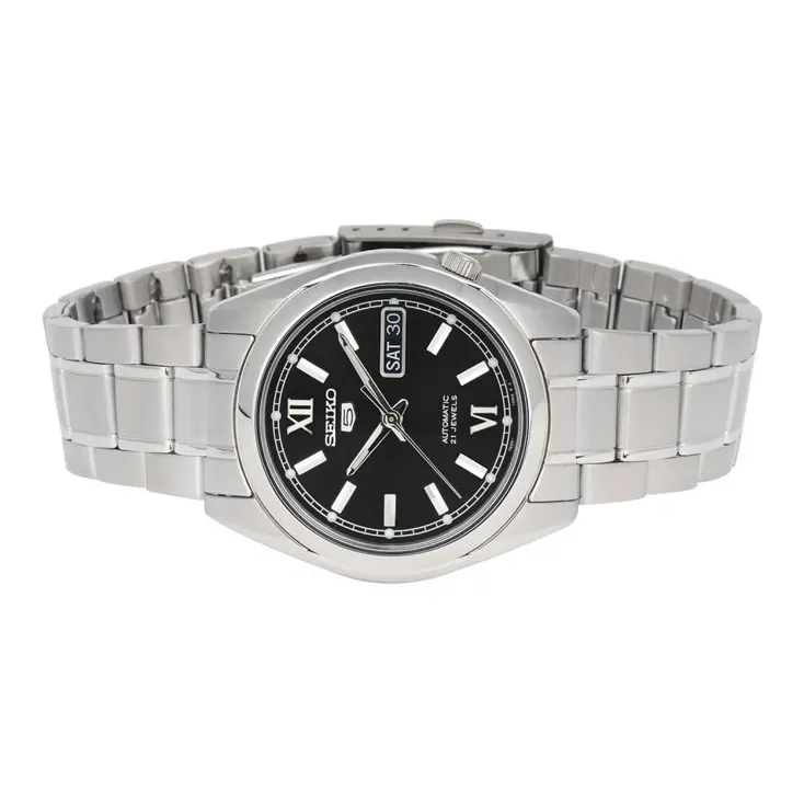 SEIKO Automatic Mechanical Movement Stainless Steel Strap Watch Men's Watch Black Dial SNKL55K1-1