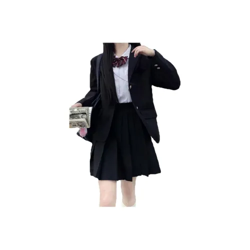 SHENBEI JK Uniforms Women's 2-Piece Black Business Suits+Black Short Skirts