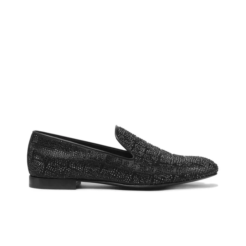 VERSACE Crystal-embellished Satin Loafers-1