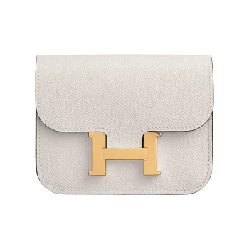HERMES Constance Slim Epsom Leather Wallet Card Holder Coin Purse Fanny Pack Regular Women's Light Gray
