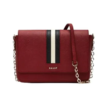 BALLY Cow Leather Messenger Bag Shoulder Bag Crossbody Bag Women's Red