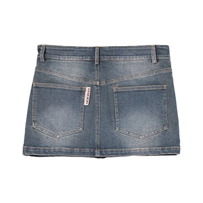A head of Agua Denim Short Skirts Women's Dark Blue-1