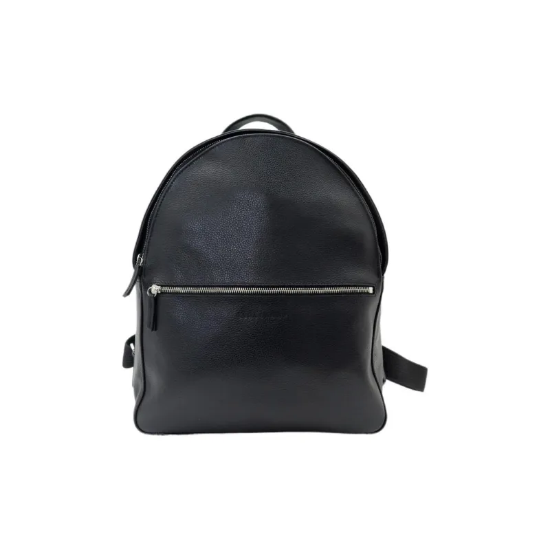 LONGCHAMP Grained Leather Backpack Regular Unisex Black-0