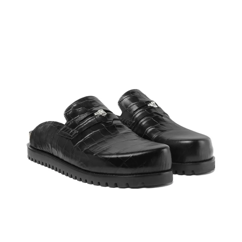 VERSACE Medusa Crocodile-embossed Slides-3
