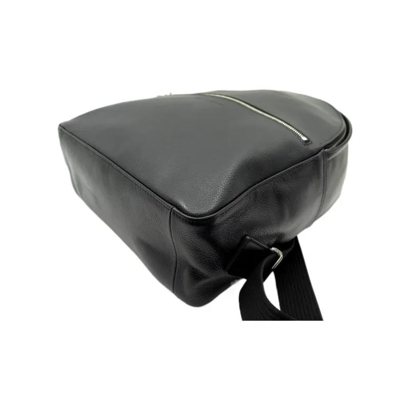 LONGCHAMP Grained Leather Backpack Regular Unisex Black-4