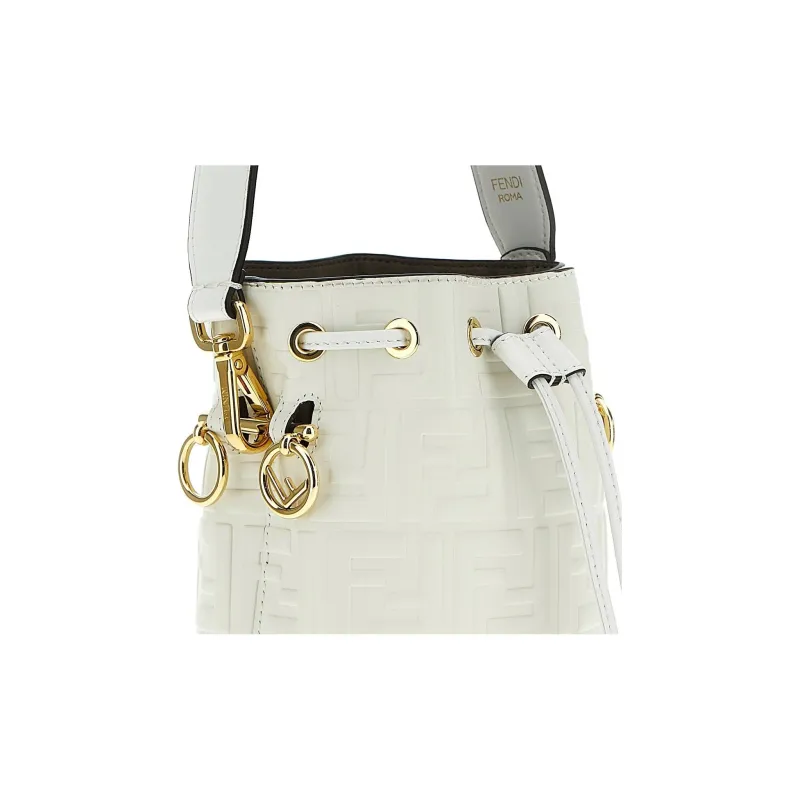 FENDI Mon Tresor Calfskin Bucket Bag, Shoulder Bag, Crossbody Bag, Handbag Mini Women's White-3