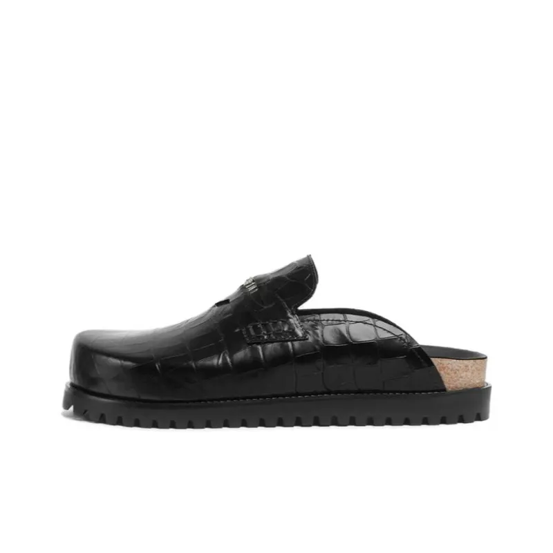 VERSACE Medusa Crocodile-embossed Slides-0