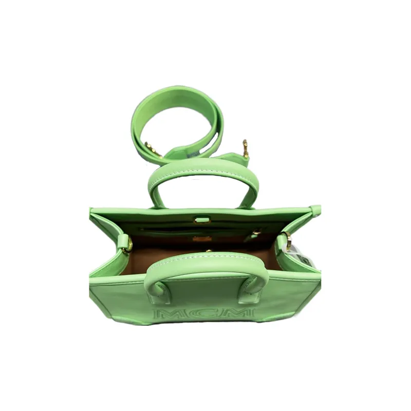 MCM München Calfskin One Shoulder Handbags Mini Women's Green-2