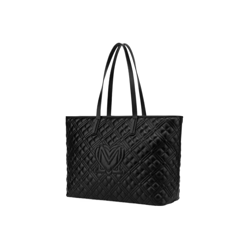 LOVE MOSCHINO Polyurethane Tote Bag, Shopping Bag, Shoulder Bag, Handbag Regular Women's Black-1
