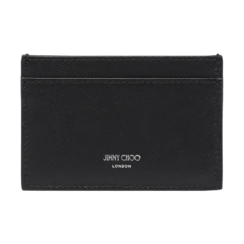 Jimmy Choo Leather Card Clip Card Holder Men's Black/Bronze