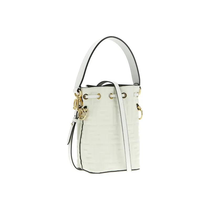 FENDI Mon Tresor Calfskin Bucket Bag, Shoulder Bag, Crossbody Bag, Handbag Mini Women's White-1