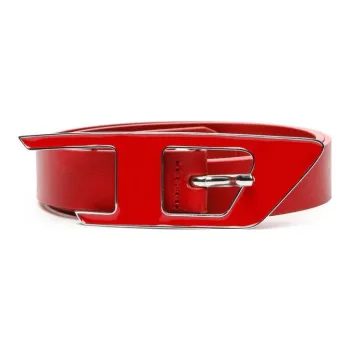DIESEL D Shaped Decoration Pin Buckle Leather Belts Unisex Red Width 2.45cm