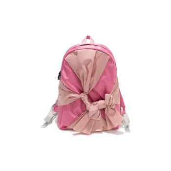 SHUNYIDE Nylon Fabric Bowknot Backpack Medium Size Women's Lotus Color/Black