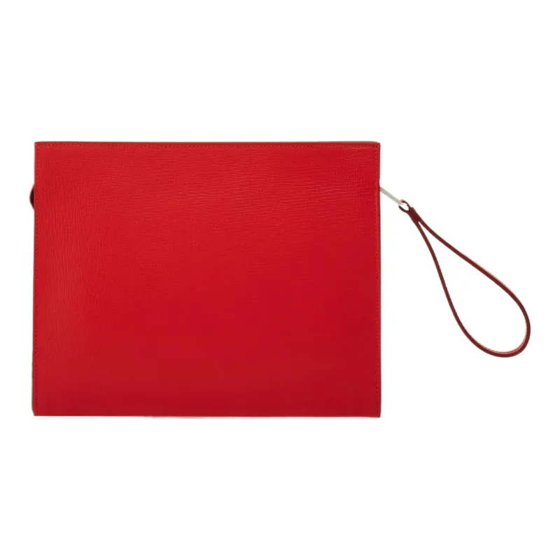 FERRAGAMO Calfskin Clutch Men's Red-2