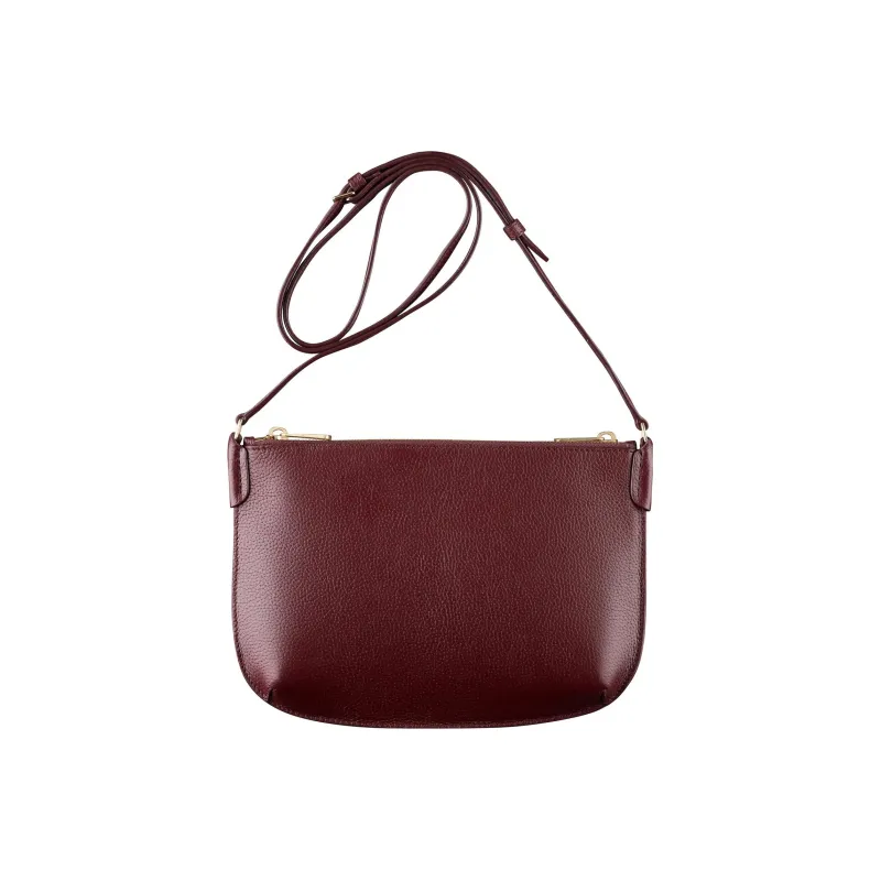 A.P.C Textured Leather Double Compartment Bag, Crossbody Bag, Shoulder Bag Women's Burgundy-2