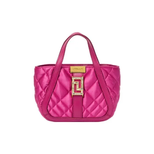 VERSACE Lambskin Trim Tote Bag Shopping Bag Shoulder Bag Crossbody Bag Handbag Mini Women's Purple Pink