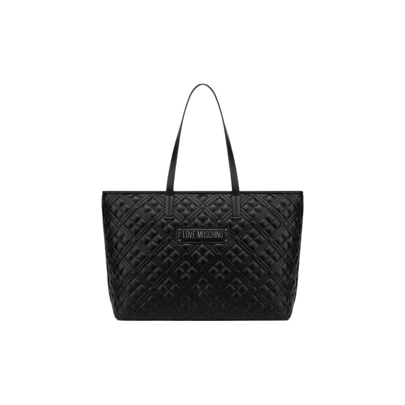LOVE MOSCHINO Polyurethane Tote Bag, Shopping Bag, Shoulder Bag, Handbag Regular Women's Black-0