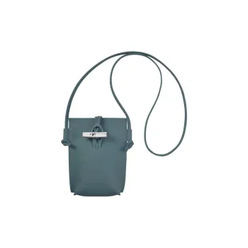 LONGCHAMP Grain Leather Cell Phone Pouch, Shoulder Bag, Crossbody Bag Regular Women's Blue