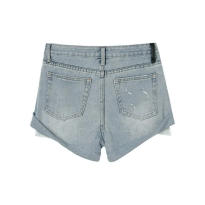 A head of Agua Denim Shorts Women's Light Blue-1