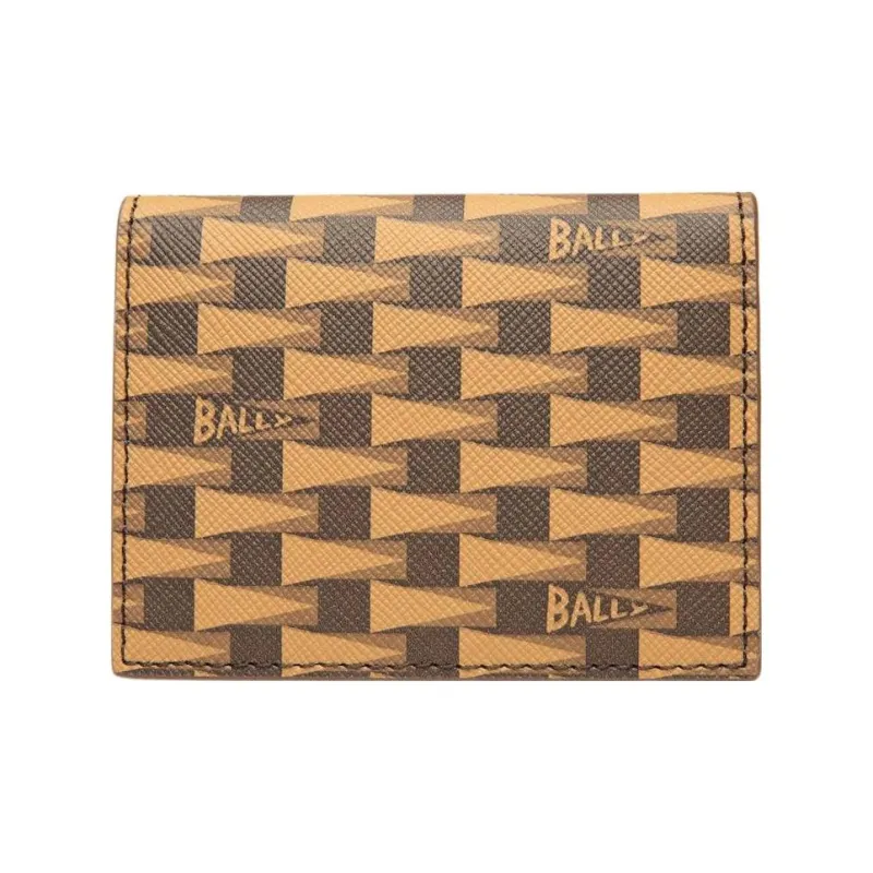 BALLY Cow Leather Card Holder, Wallet Men's Brown-0
