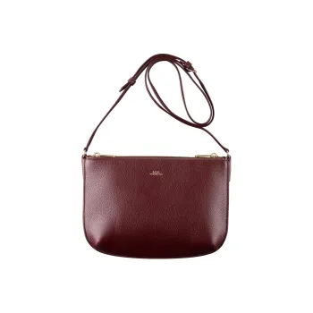 A.P.C Textured Leather Double Compartment Bag, Crossbody Bag, Shoulder Bag Women's Burgundy