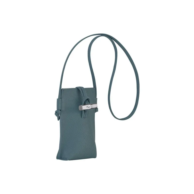 LONGCHAMP Grain Leather Cell Phone Pouch, Shoulder Bag, Crossbody Bag Regular Women's Blue-1