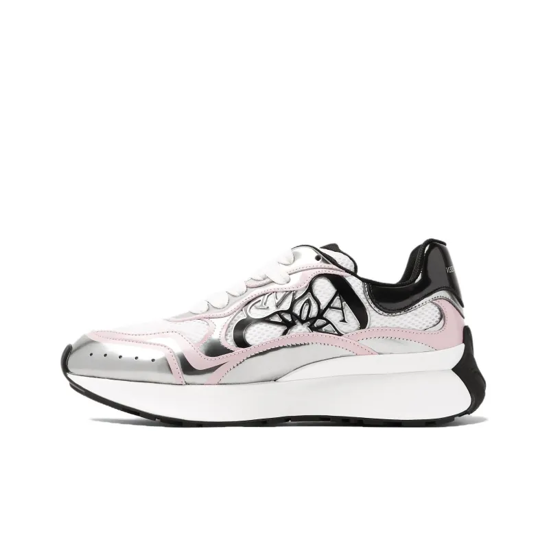 Alexander McQueen Seal Logo Low White Silver Pink Women's-0