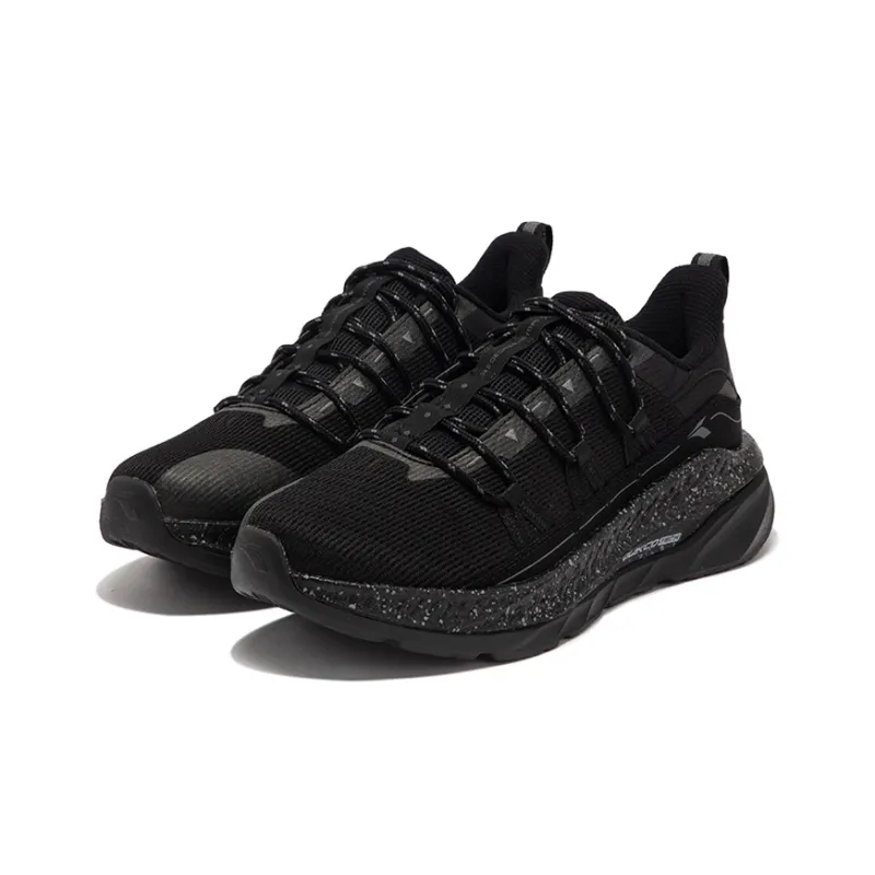 361° Fiery Red Fall And Winter Wear Resistant Low Top Running Shoes Men's Obsidian Black/Smoke Gray-2