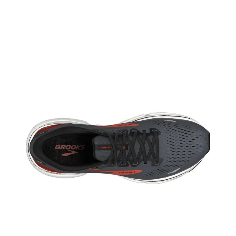 Brooks Ghost 15 Slip Resistant Low Top Running Shoes Men's Black Orange-3