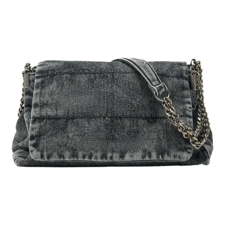 ZARA PU Shoulder Bag Women's Blue Denim-0