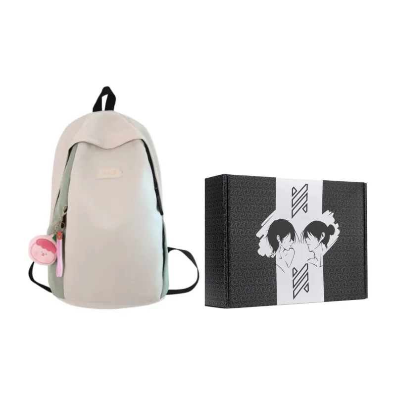 NOMK Nylon Canvas Refreshing Travel In Color Blocking With Large Capacity Japanese Style Regular Unisex Black-1