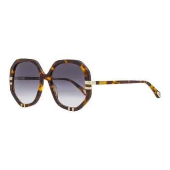 Chloe Acetate Irregular Shape Sunglasses Women's Tortoiseshell