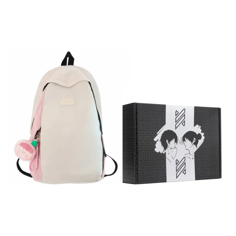 NOMK Nylon Canvas Refreshing Travel In Color Blocking With Large Capacity Japanese Style Regular Unisex Black-5