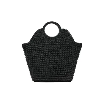 ZARA Cellulose Tote Bag Shopping Bag Handbag Large Size Women's Black
