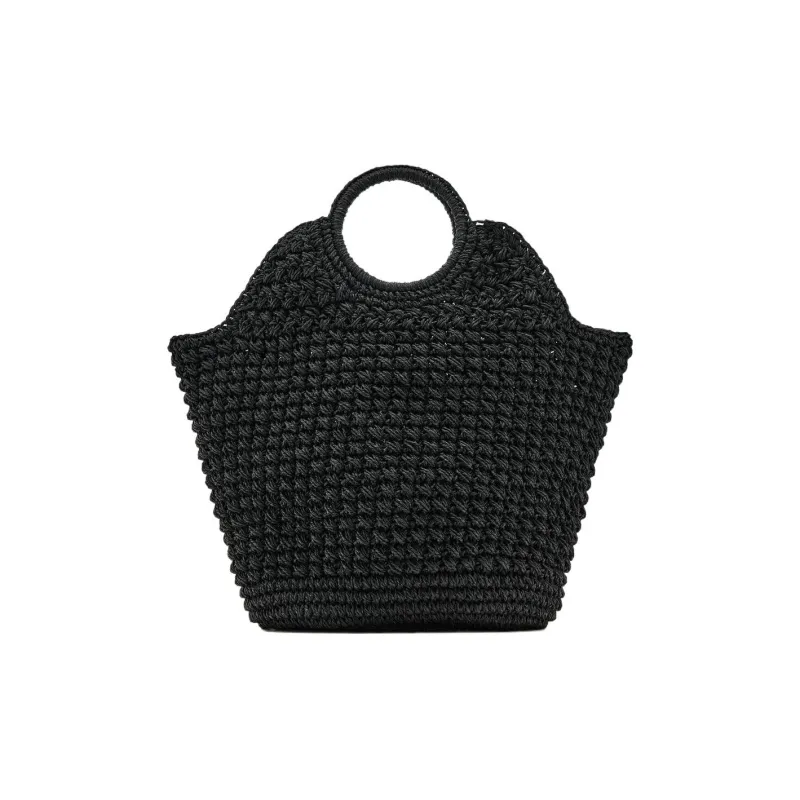 ZARA Cellulose Tote Bag Shopping Bag Handbag Large Size Women's Black-0