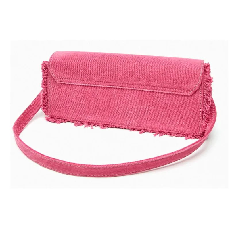 ZARA Cotton Shoulder Bag Women's Peach Pink-4