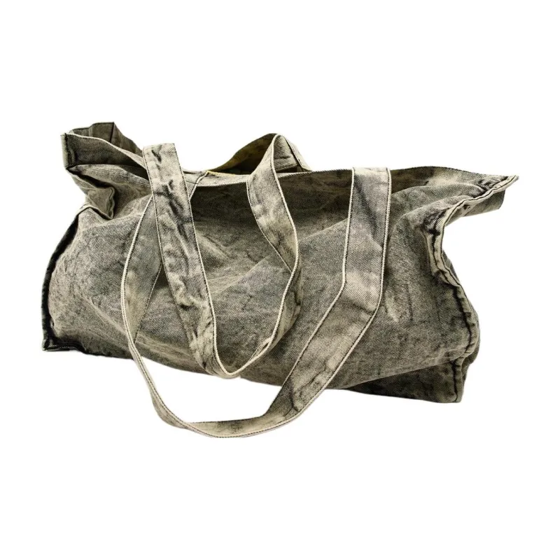 ZARA Cotton Tote Bag Shopping Bag Handbag Large Size Women's Gray-3