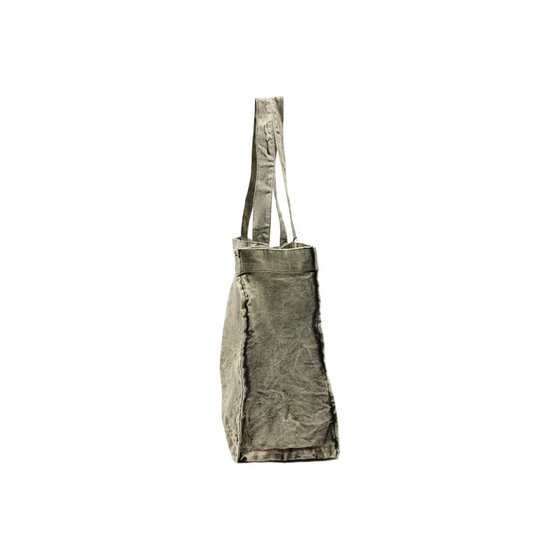 ZARA Cotton Tote Bag Shopping Bag Handbag Large Size Women's Gray-2
